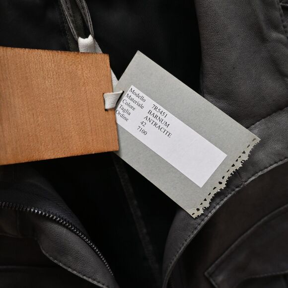 Roncarati | Gray Leather Moto Zip Jacket Size: 42 / Approx. US 8 - Picture 5 of 16